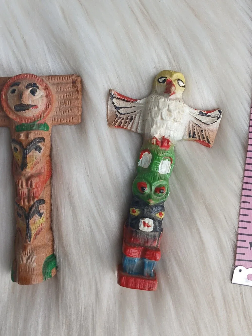 Totem Pole Vintage Decor Decoration Set Native American Indigenous Indian Figure